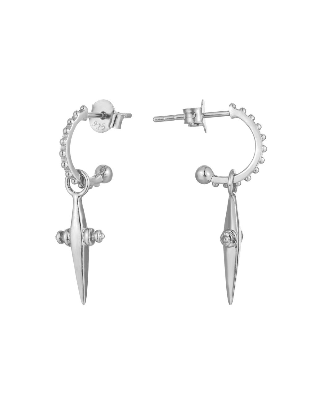 SEOL + GOLD White Sterling Dagger Charm Studs