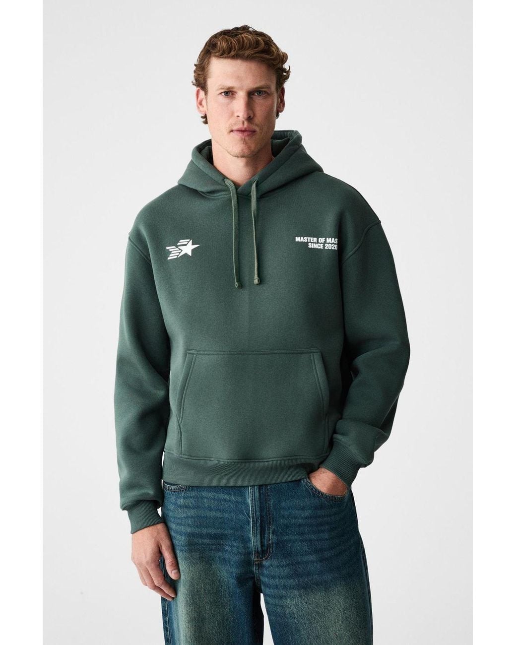 Grimelange Green Logo Printed Hooded Sweatshirt for men