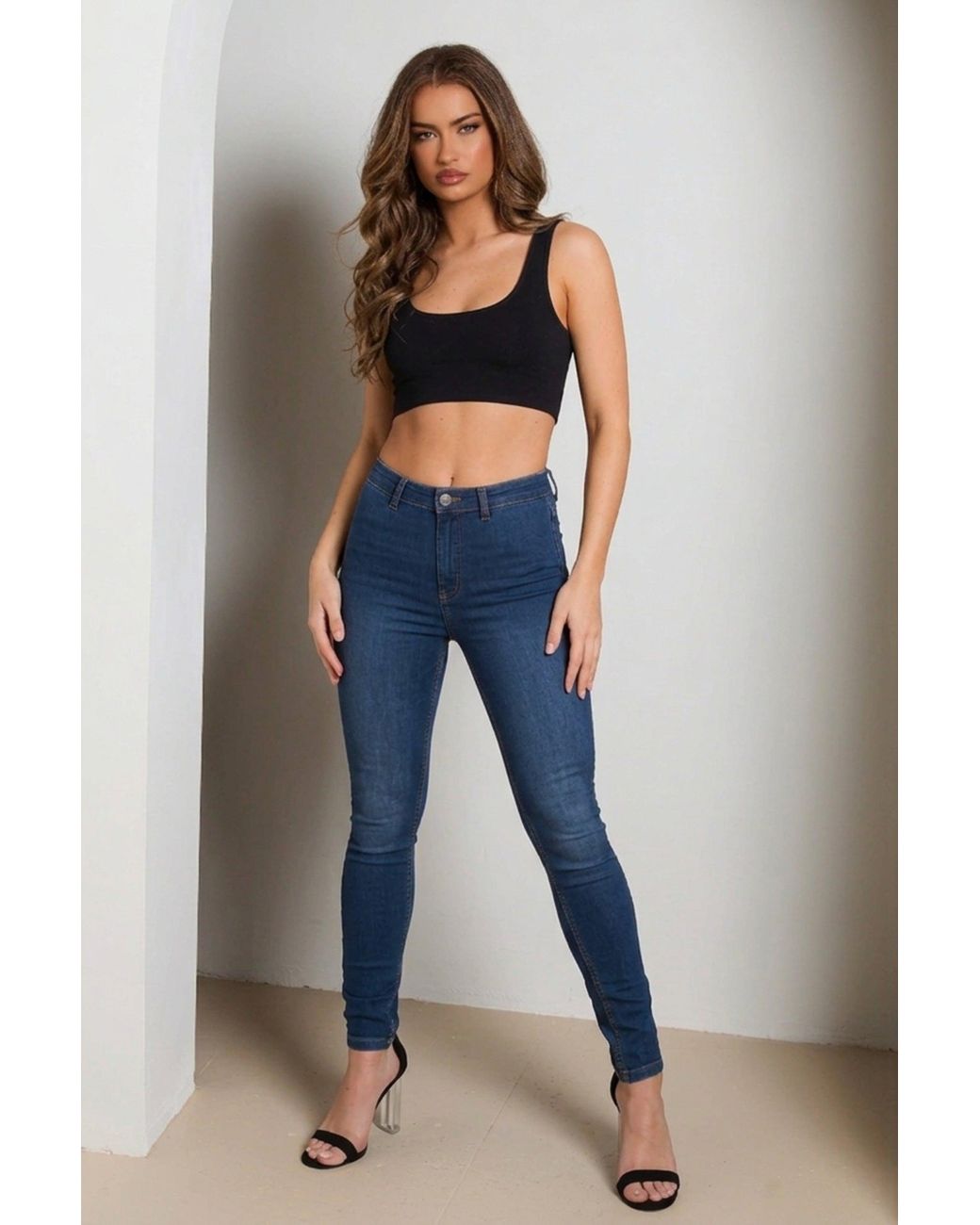 Femme Luxe Blue High Waisted Skinny Soft Touch Jean