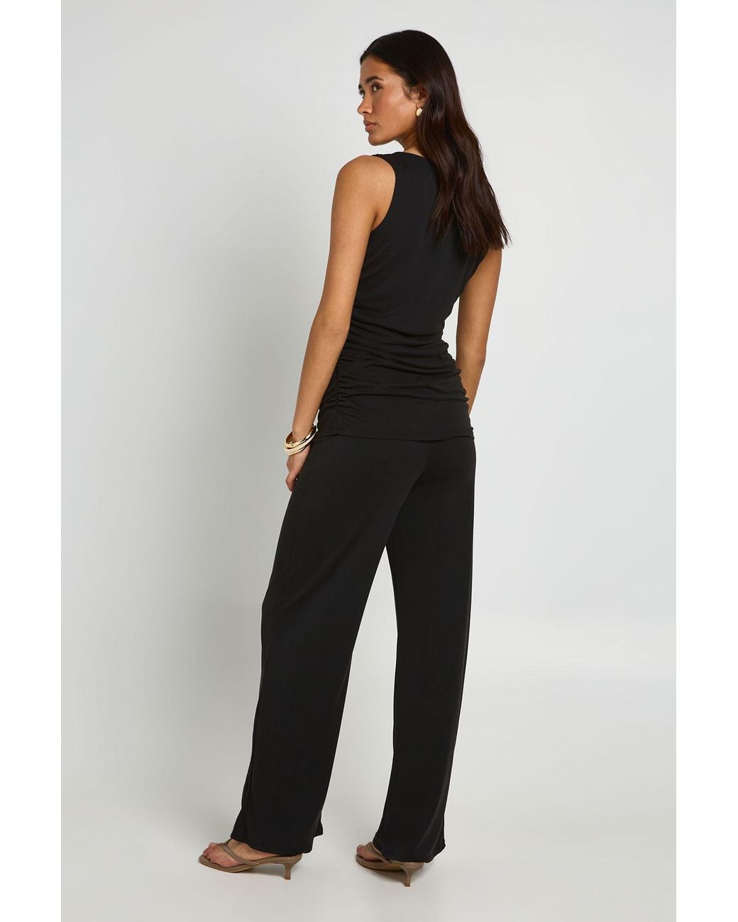 Boohoo Black Modal Straight Leg Trouser