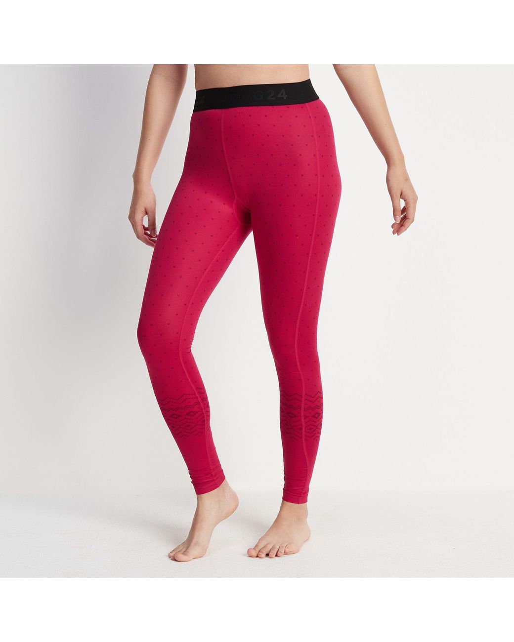 TOG24 Pink Snowdon Thermal Base Layer Legging Cerise Fairisle