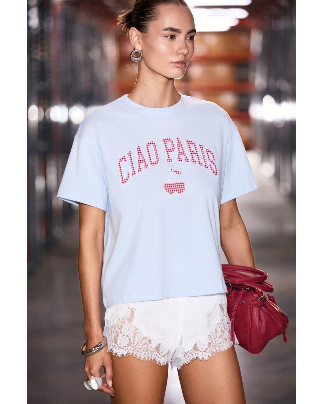 Grimelange White Printed Embroidered Crew Neck T-Shirt
