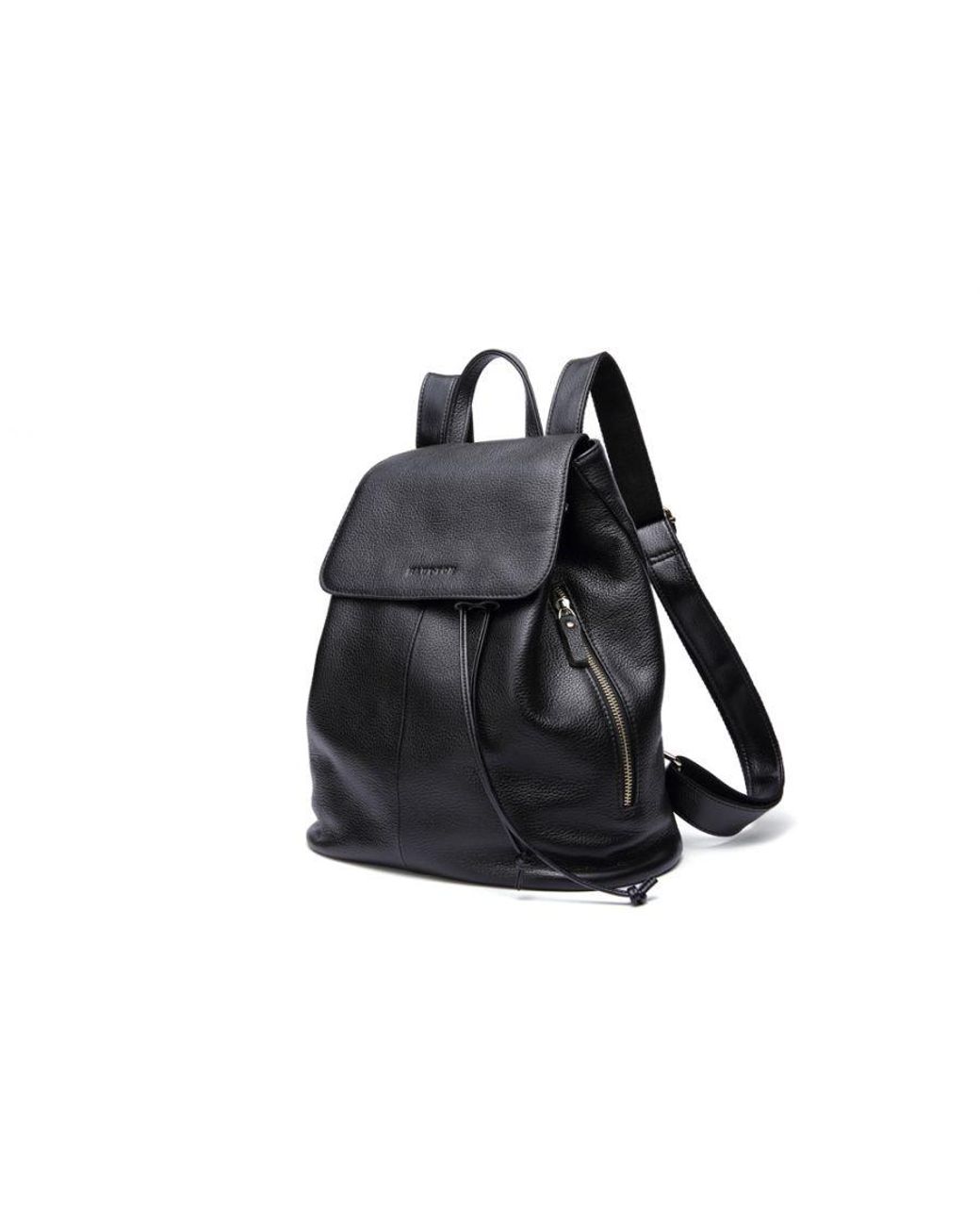 Woodland Leathers Black Leather Medium Size Ruck Sack 12.0" Zip Around Top Carry Handle Adjustable Straps
