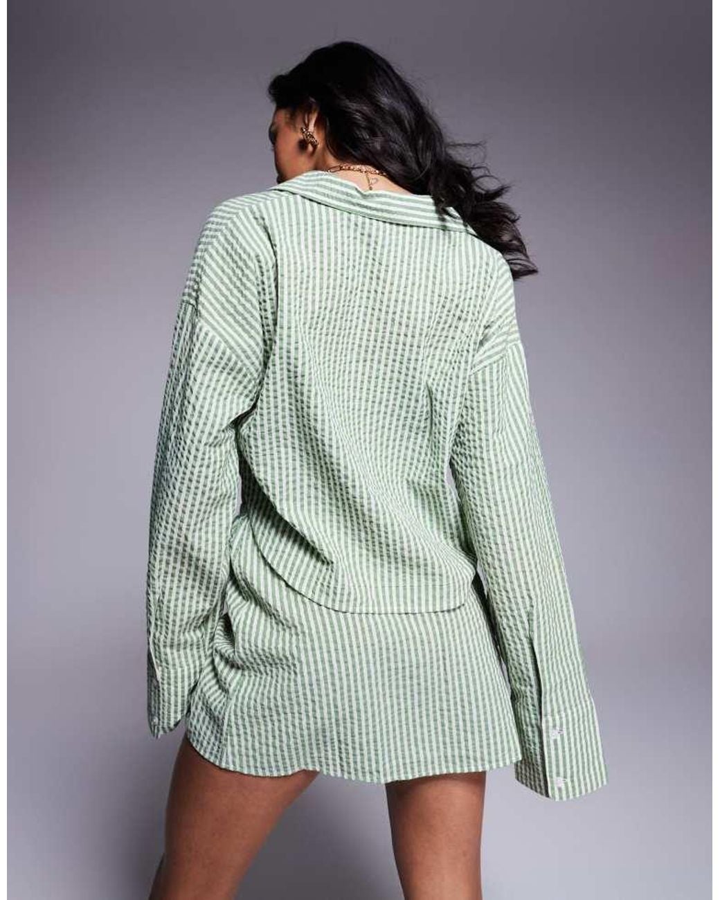ASOS Multicolor Lisa Seersucker Cropped Beach Shirt
