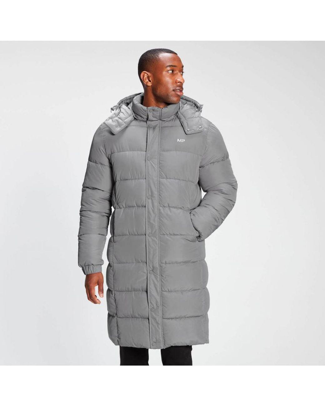 MP Activewear Mp Long Puffer Jacket - Storm in Grey for Men | Lyst UK
