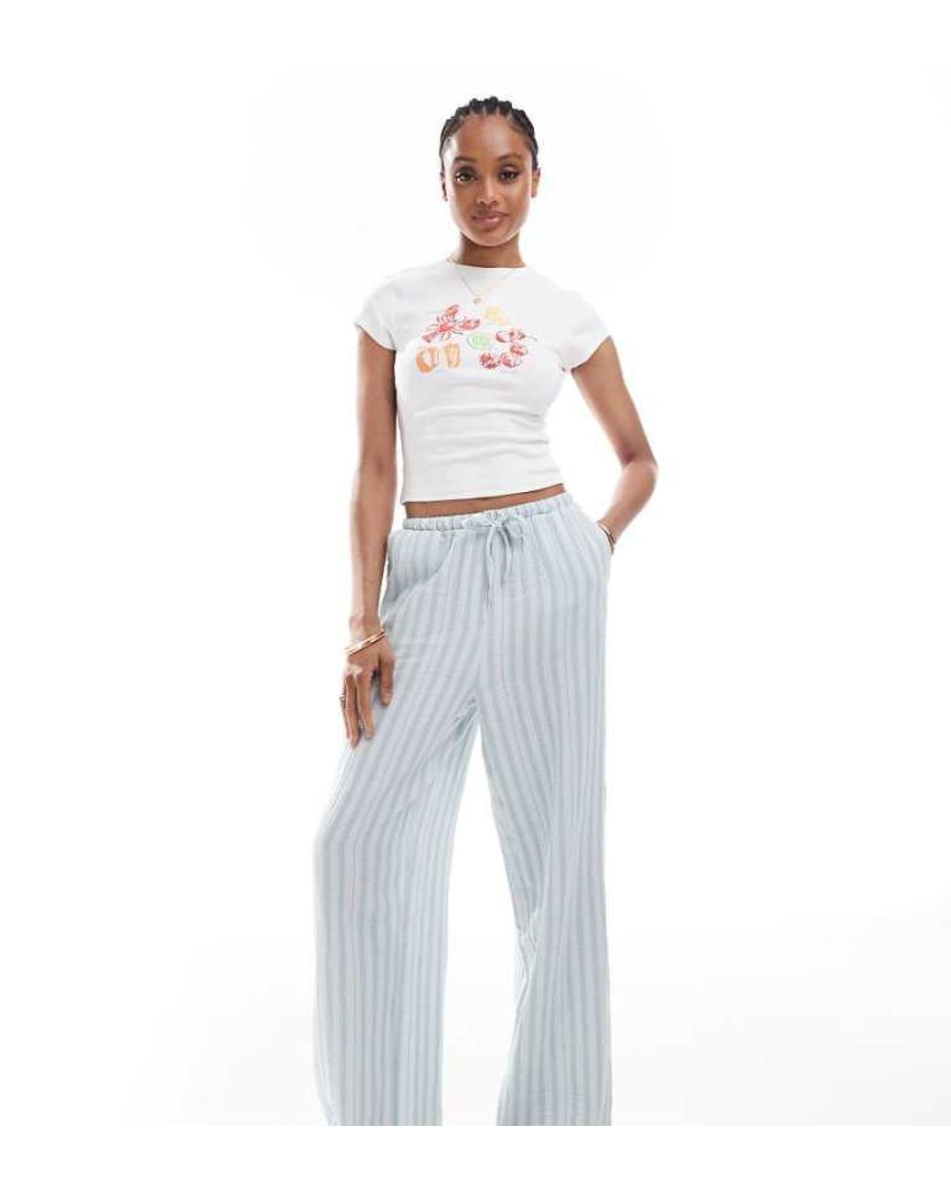 Vero Moda White Cotton Wide Leg Trousers