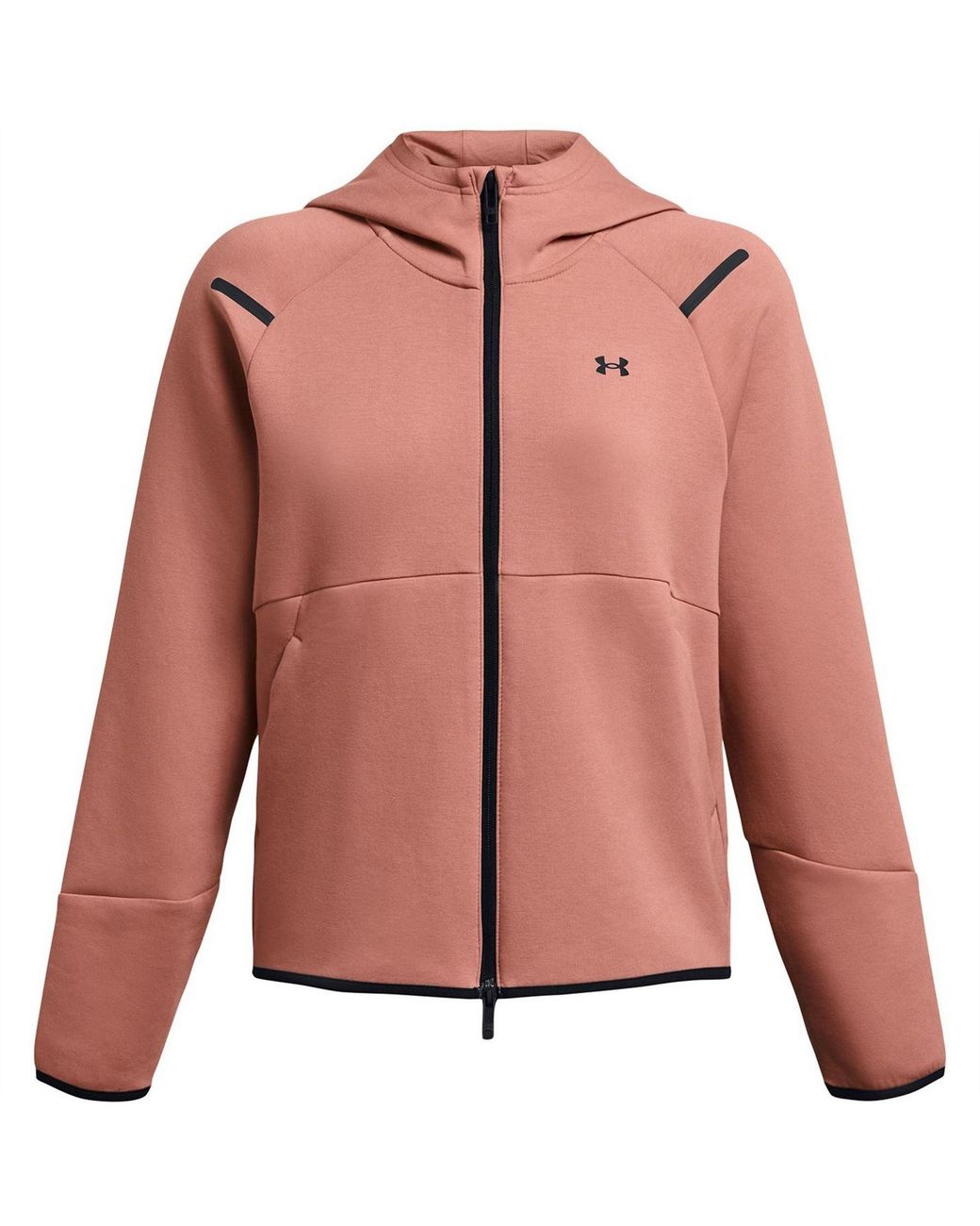 Under Armour Pink Unst Heathered Patterned Hooded Full Zipper Sweat Jacket