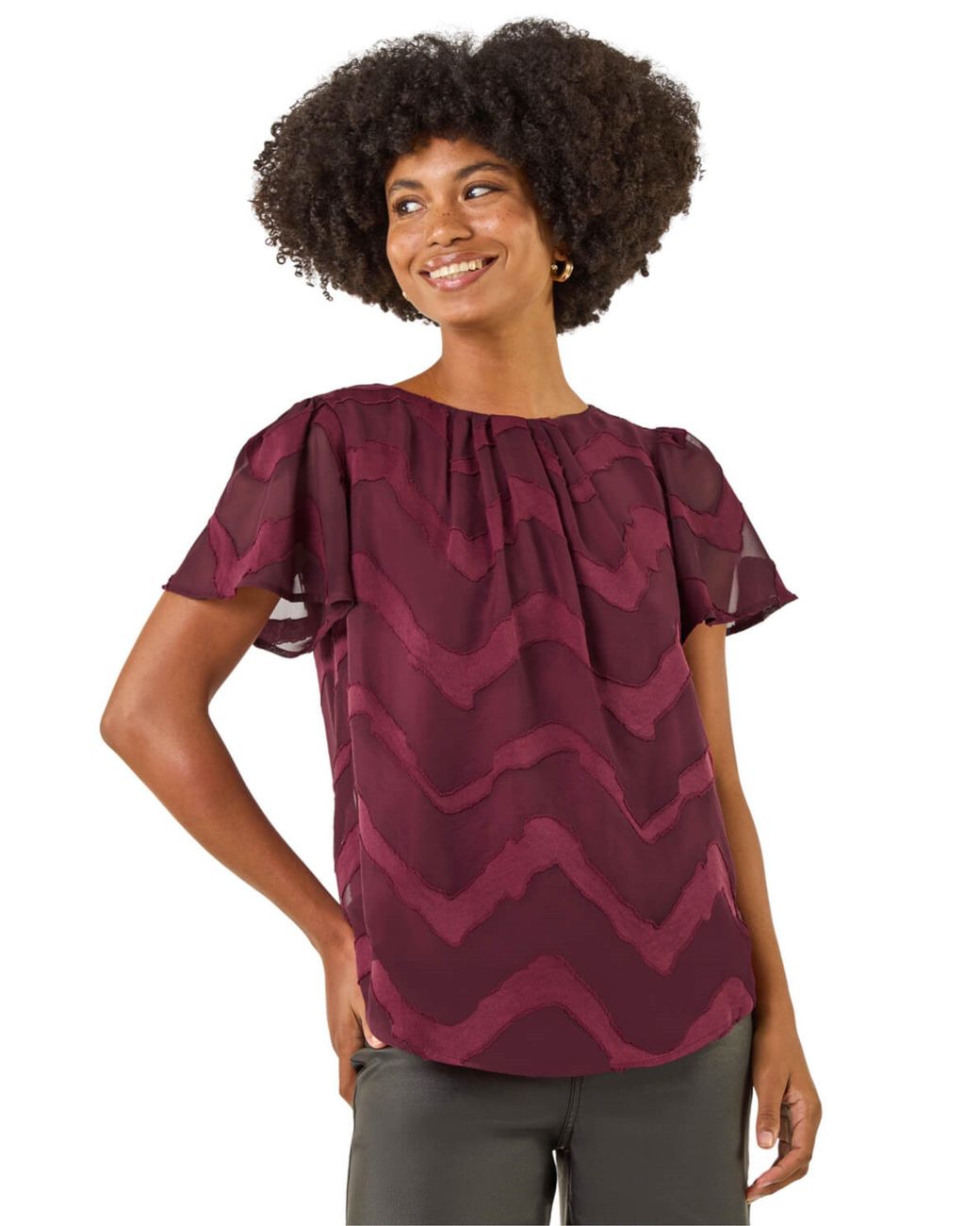 Roman Purple Jacquard Zig Zag Top