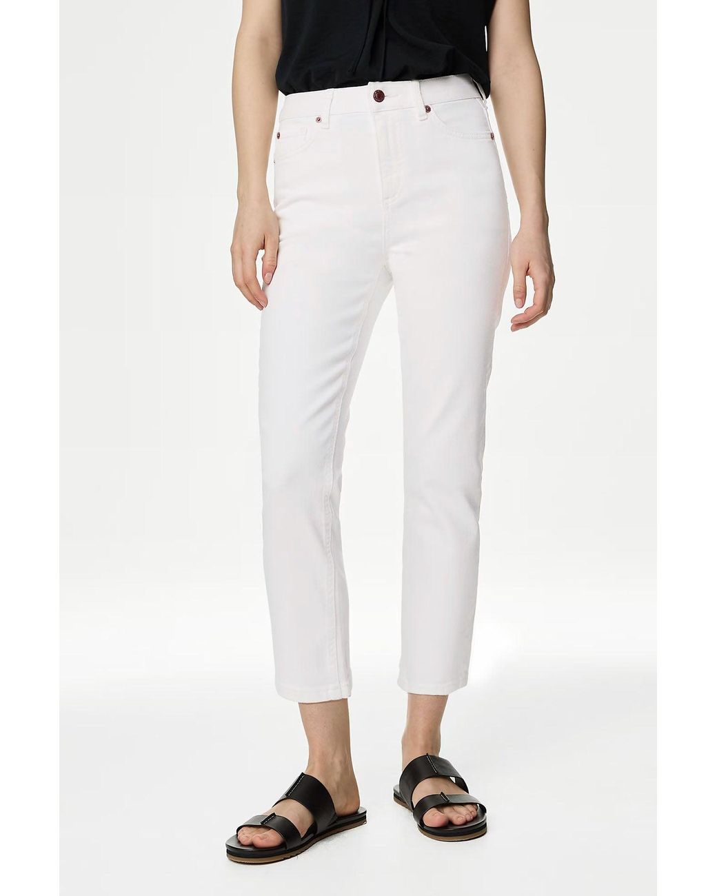 Secret Label White Slim Ankle Grazer Jeans Cotton