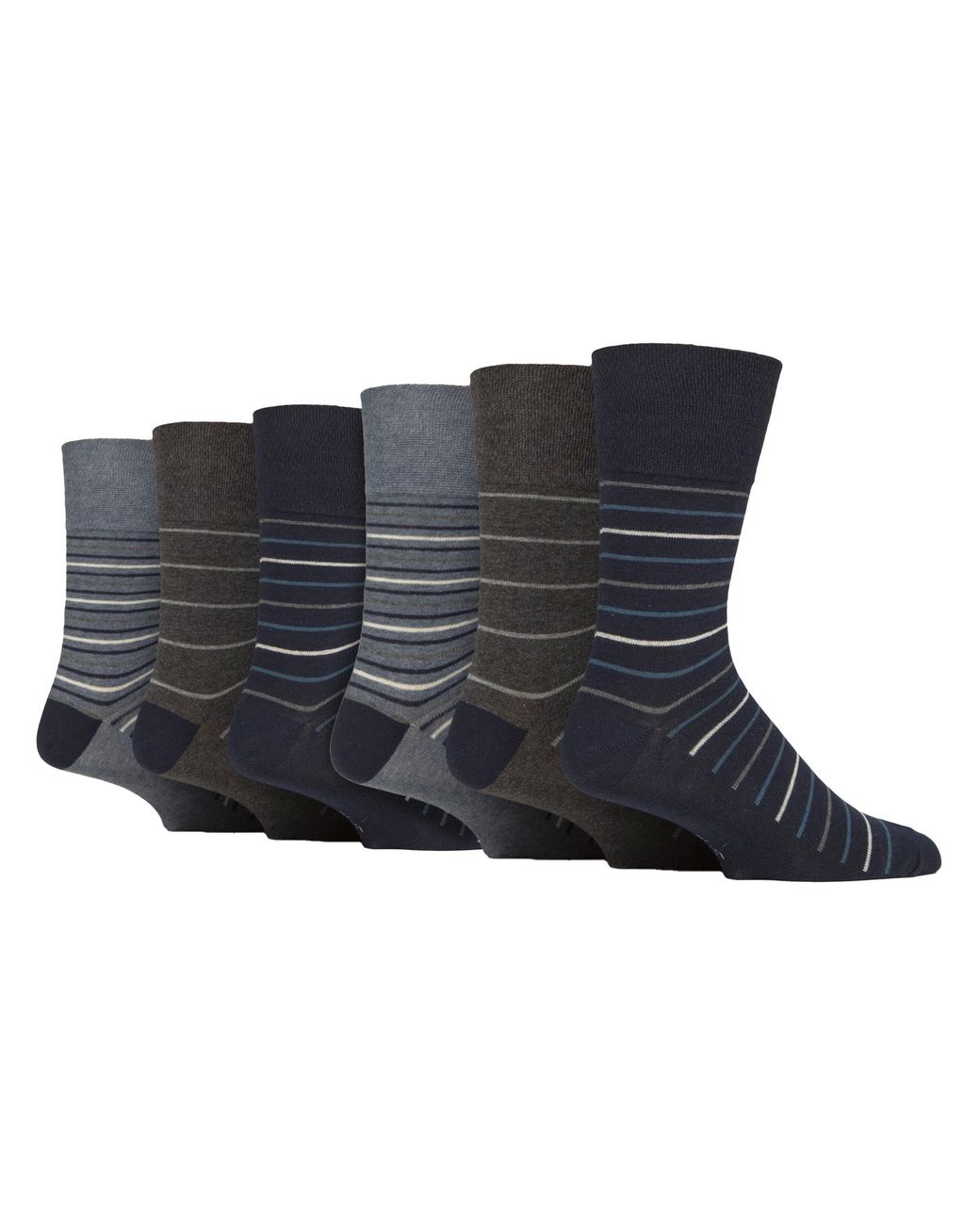 Gentle Grip Blue 6 Pairs Cotton Socks for men