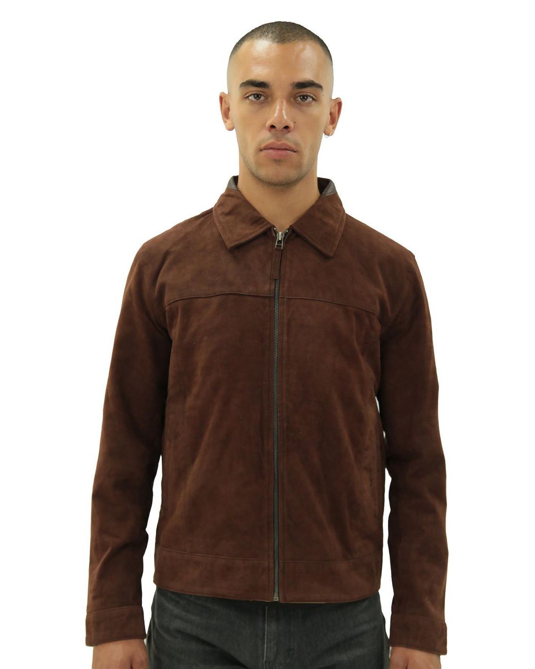 Infinity Leather Brown Retro Goat Suede Harington Jacket-Zurich for men