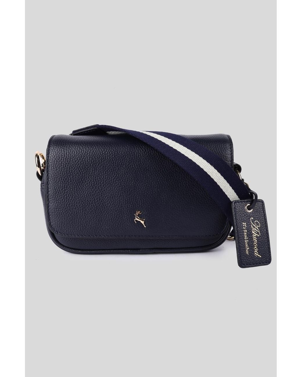Ashwood Leather Blue 'Eleganza Milano' Real Flapover Crossbody Bag