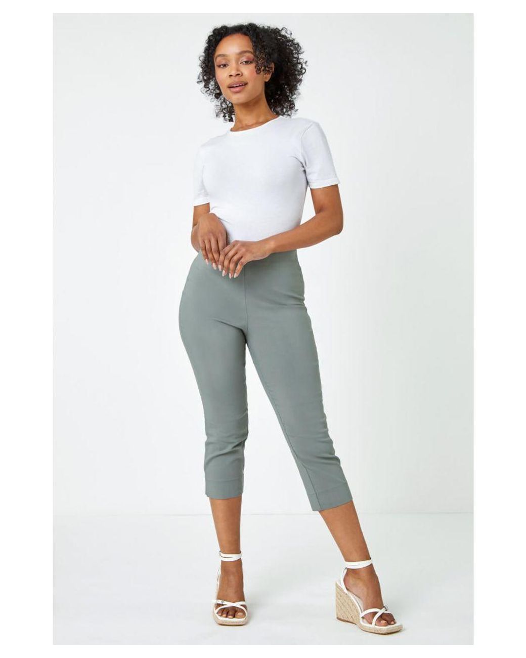 Roman Petite Blue Cropped Stretch Trouser