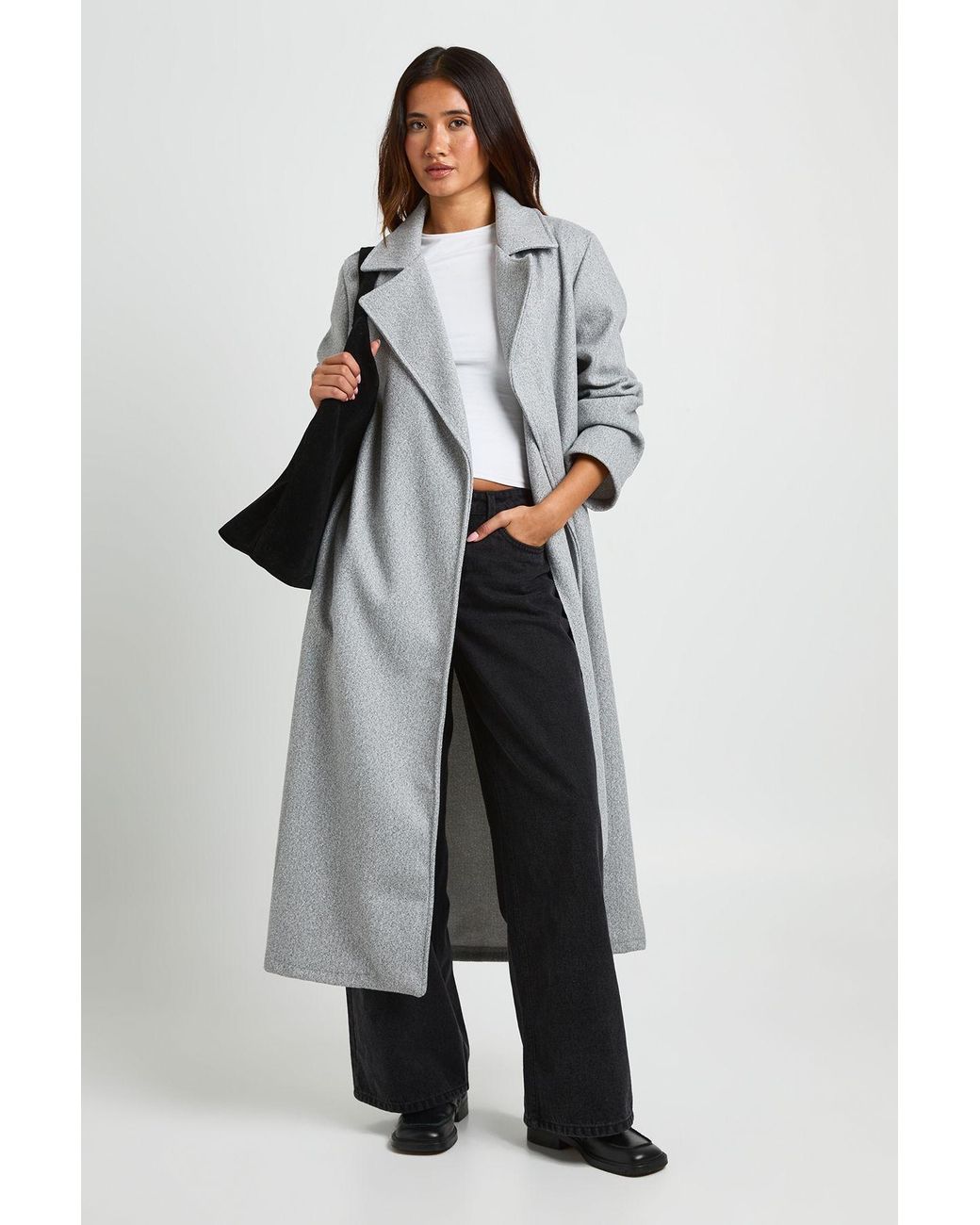Boohoo Gray Oversized Maxi Wool Look Coat