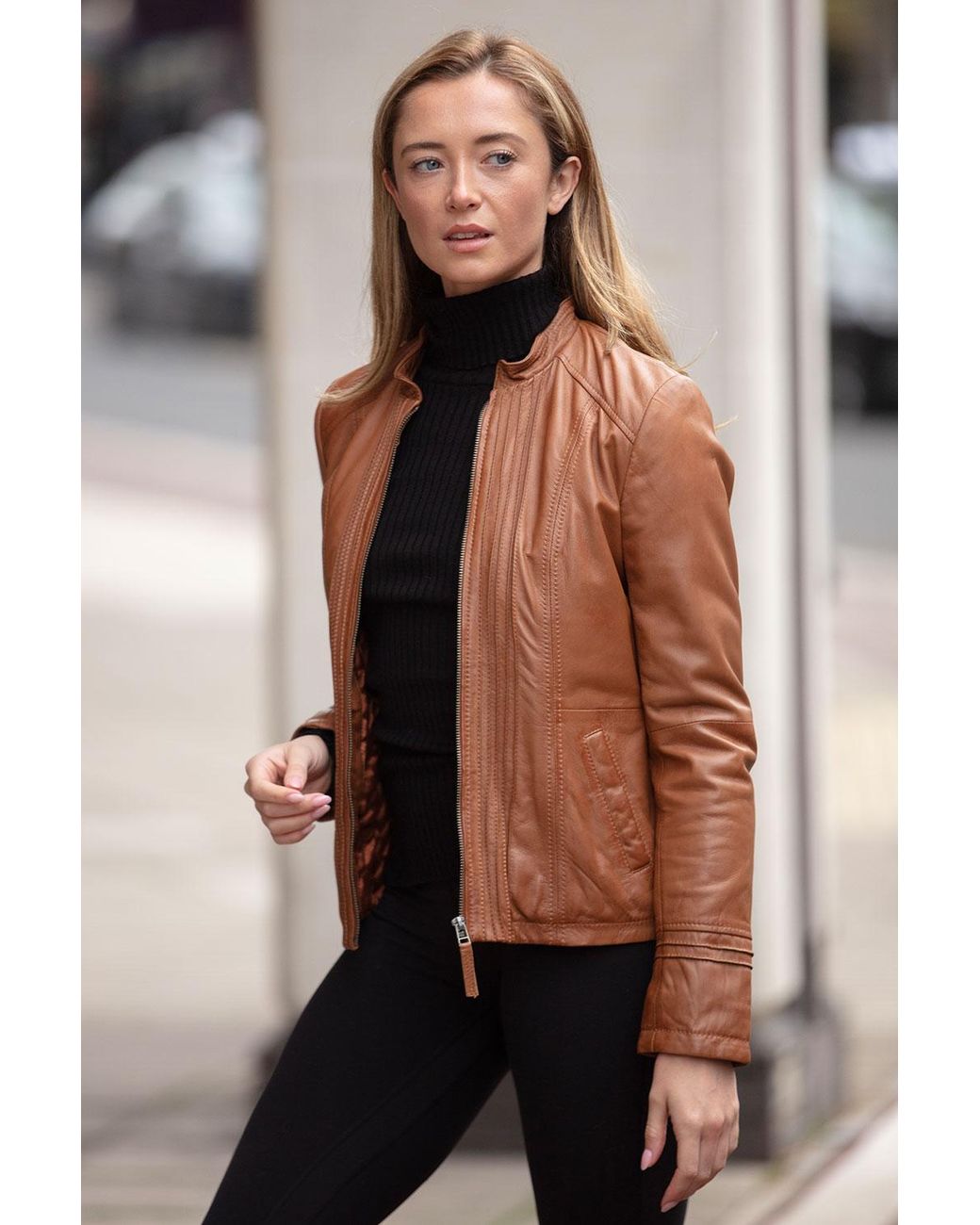 Ashwood Leather Natural Real Mandarin Collar Jacket