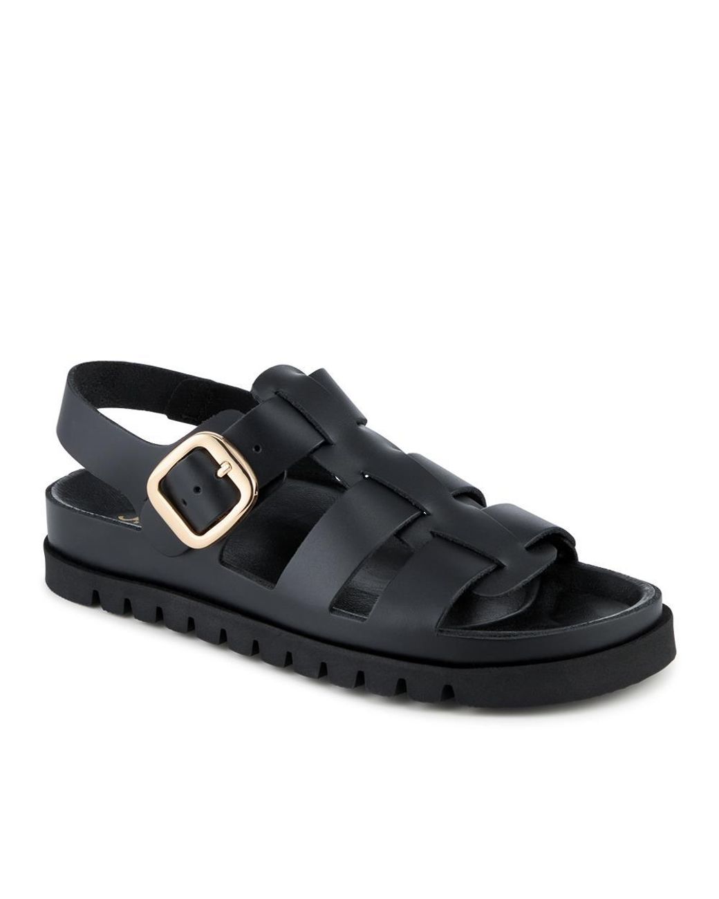 Jones Bootmaker Black Isha Leather Buckled Fisherman Sandals
