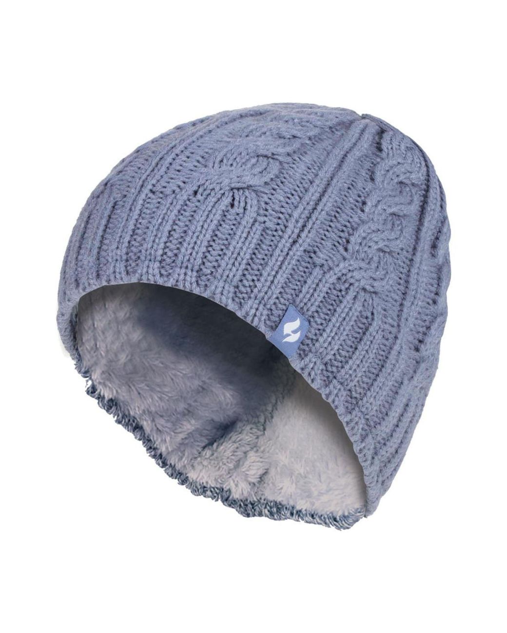 Heat Holders Blue Ladies Cable Knit 3.4 Tog Fleece Lined Thermal Winter Hat