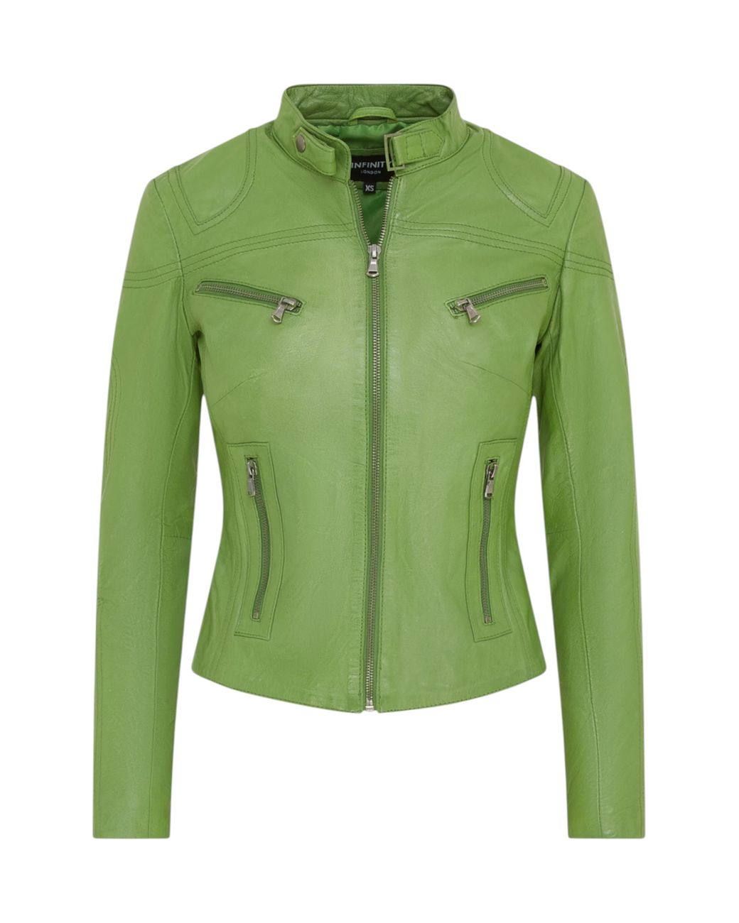 Infinity Leather Green Slim-Fit Biker Jacket-Maldon Lamb Leather