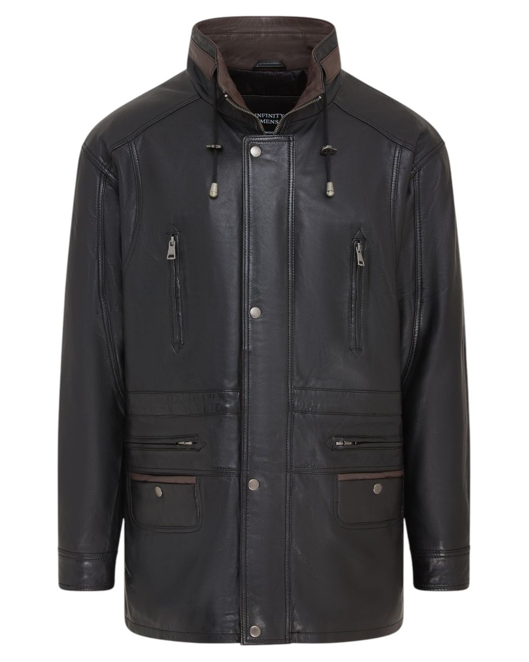 Infinity Leather Black Soft Italian Parka Coat-Winnipeg Lamb Leather for men