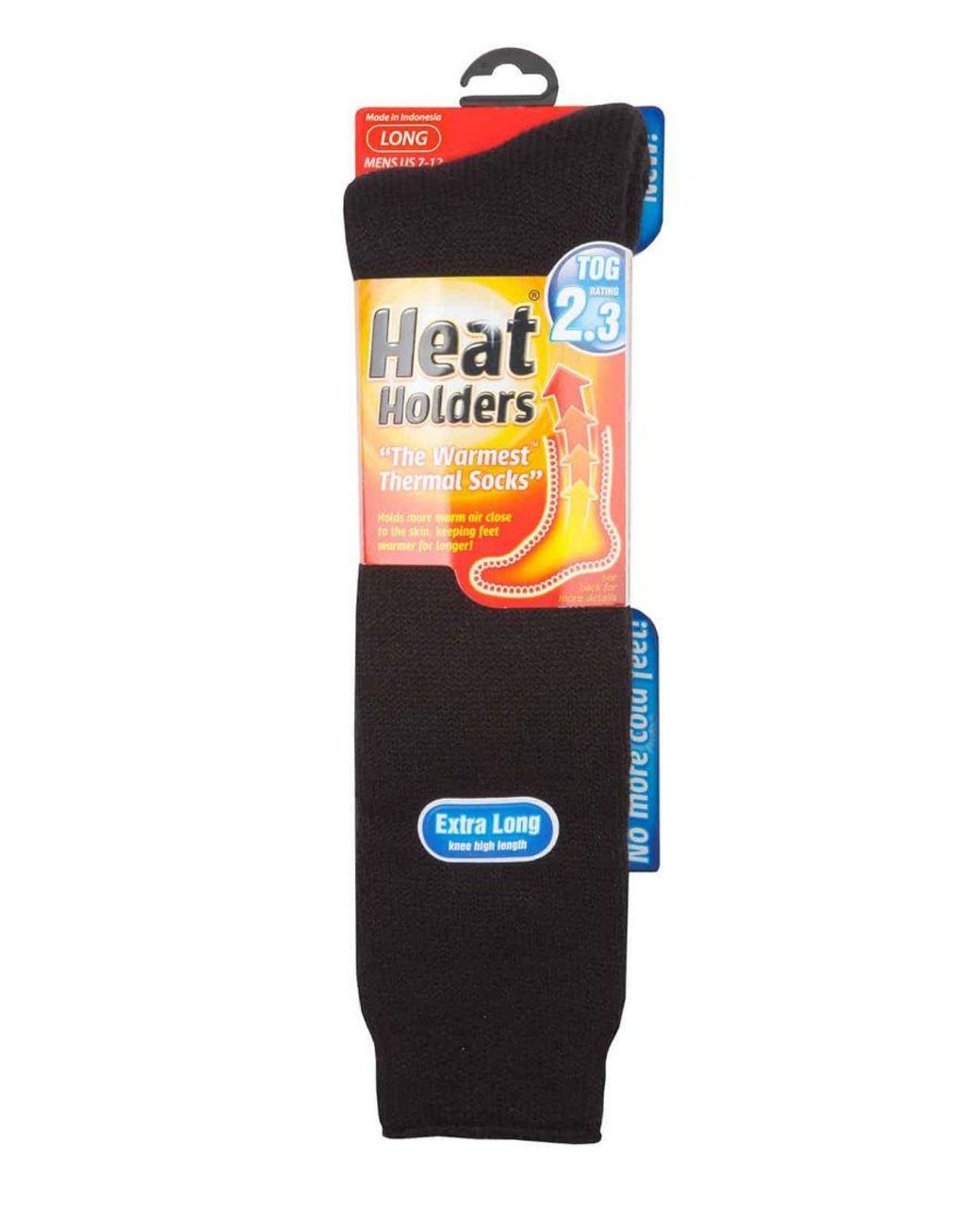 Heat Holders Black Extra Long Thick Thermal Knee High Socks 6-11 Uk for men