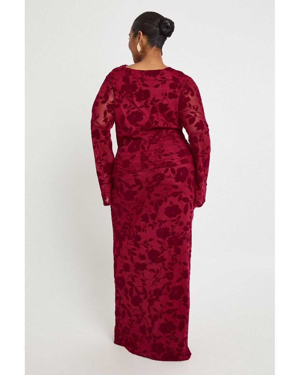Boohoo Red Plus Devore Maxi Skirt