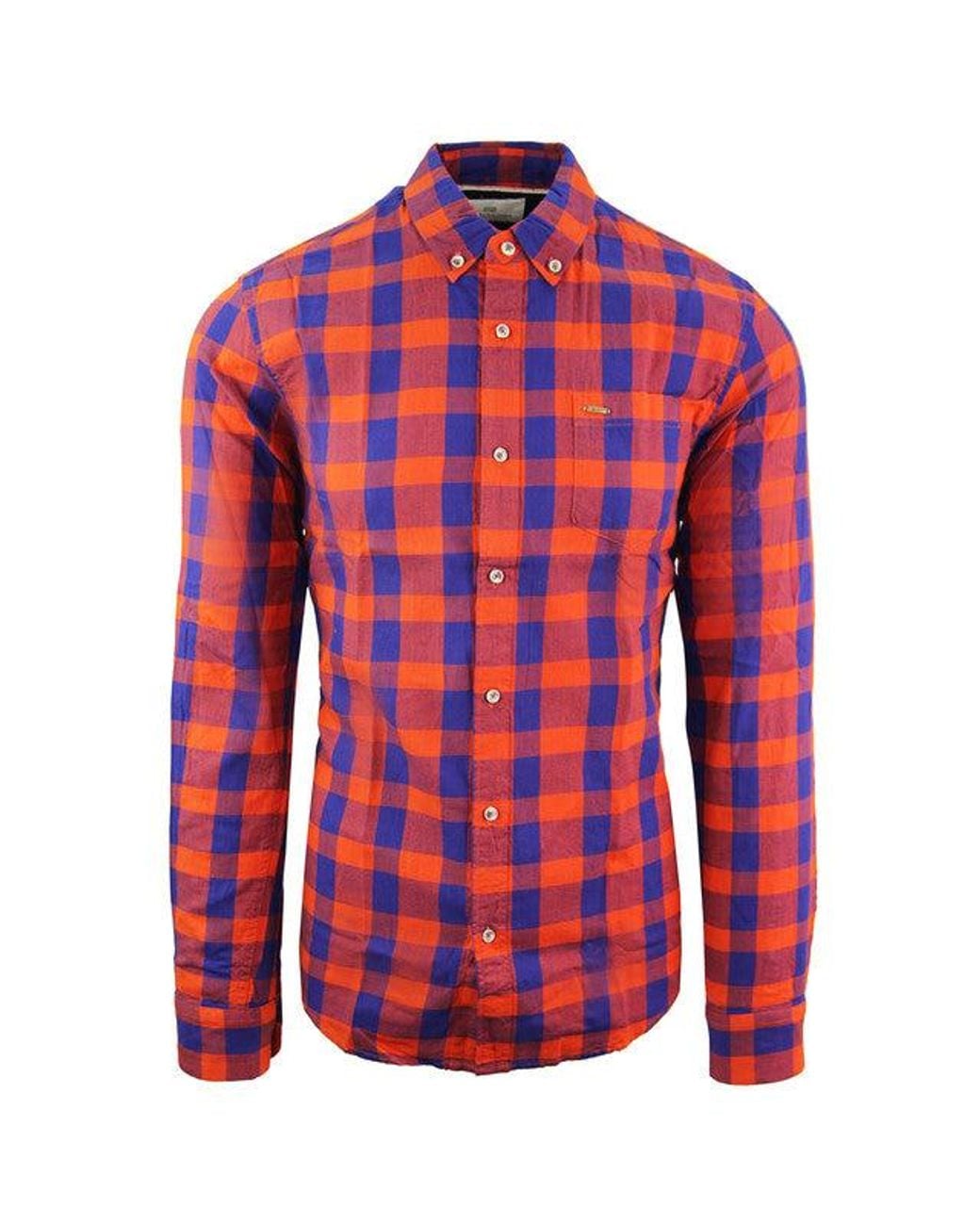 Scotch & Soda Red Checked Shirt for men