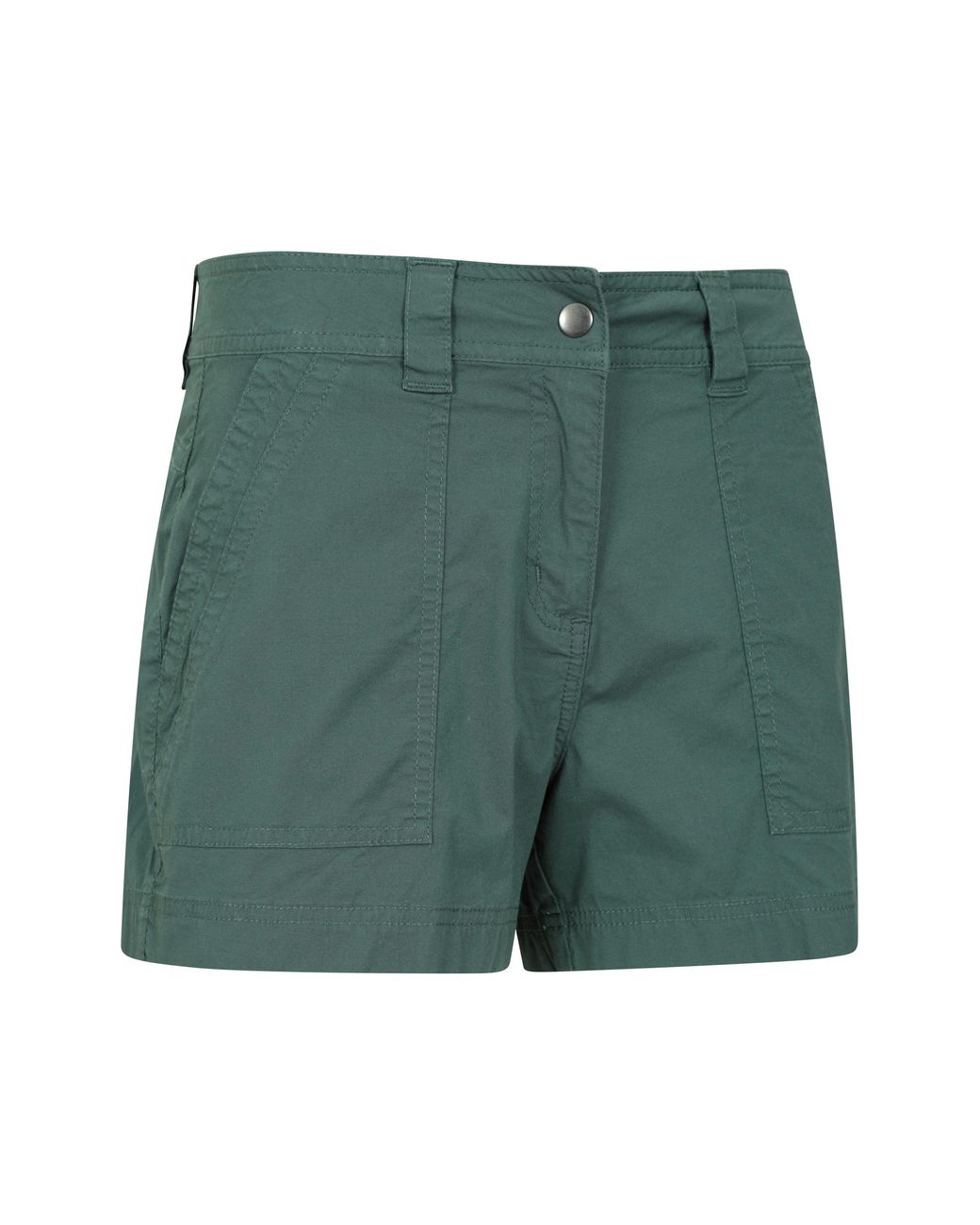 Mountain Warehouse Green 'Coast' Shorty Shorts With Multiple Pockets Breathable Summer Bottoms Cotton