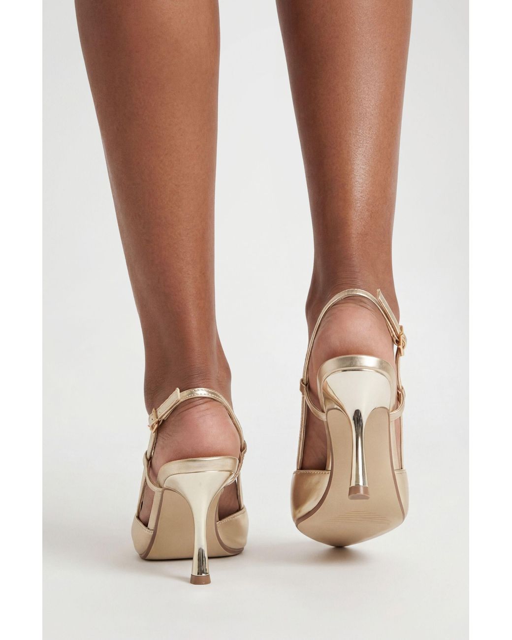 Boohoo Metallic Slingback Box Pointed Court Shoes