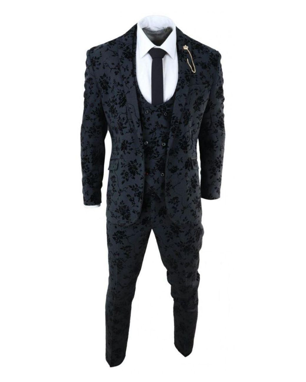 Infinity Leather Black 3 Piece Paisley Velvet Dinner Suit for men
