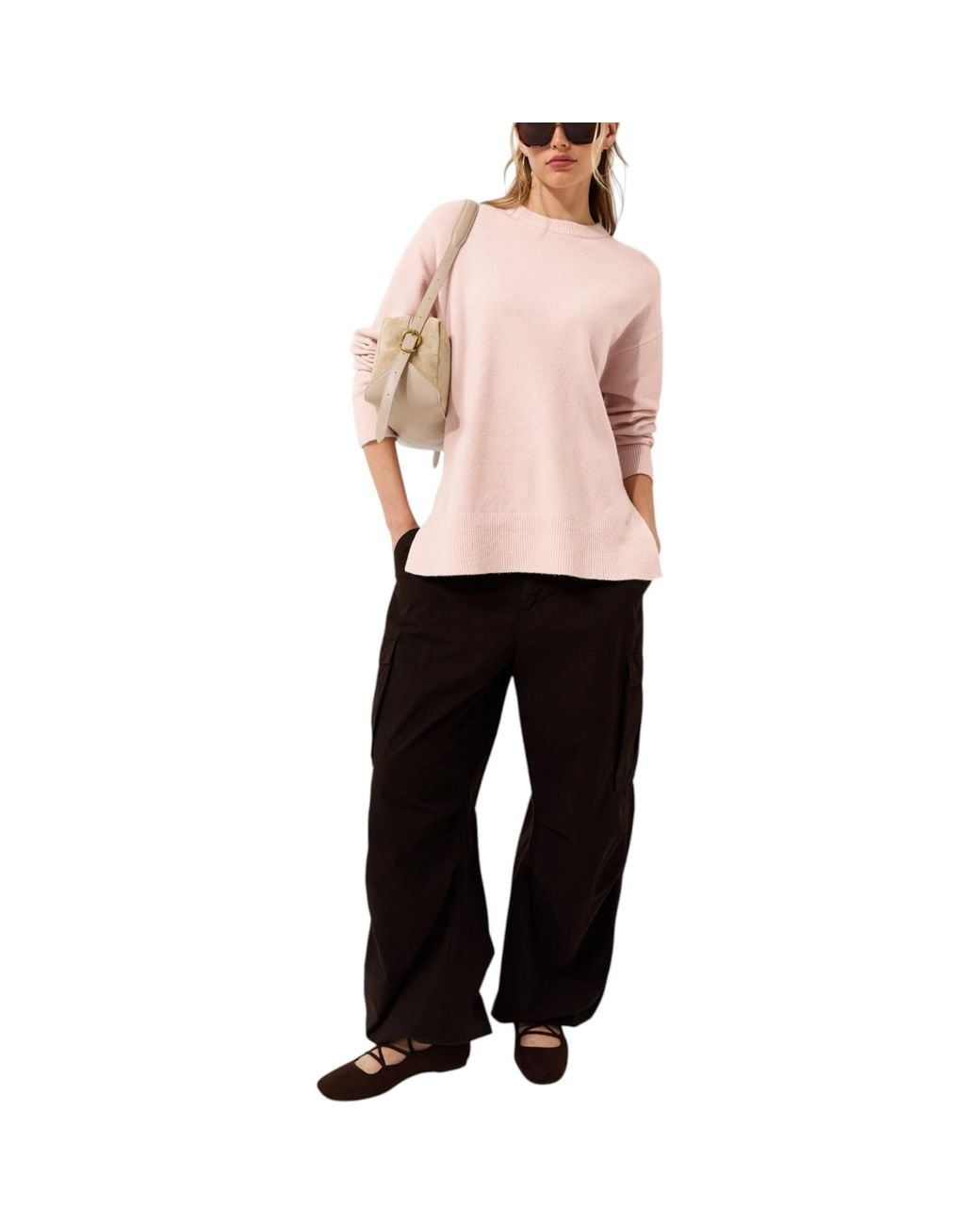 New Look Black Side Slit Jumper Long Sleeve Sweatshirts Crew Neck Knitted Top