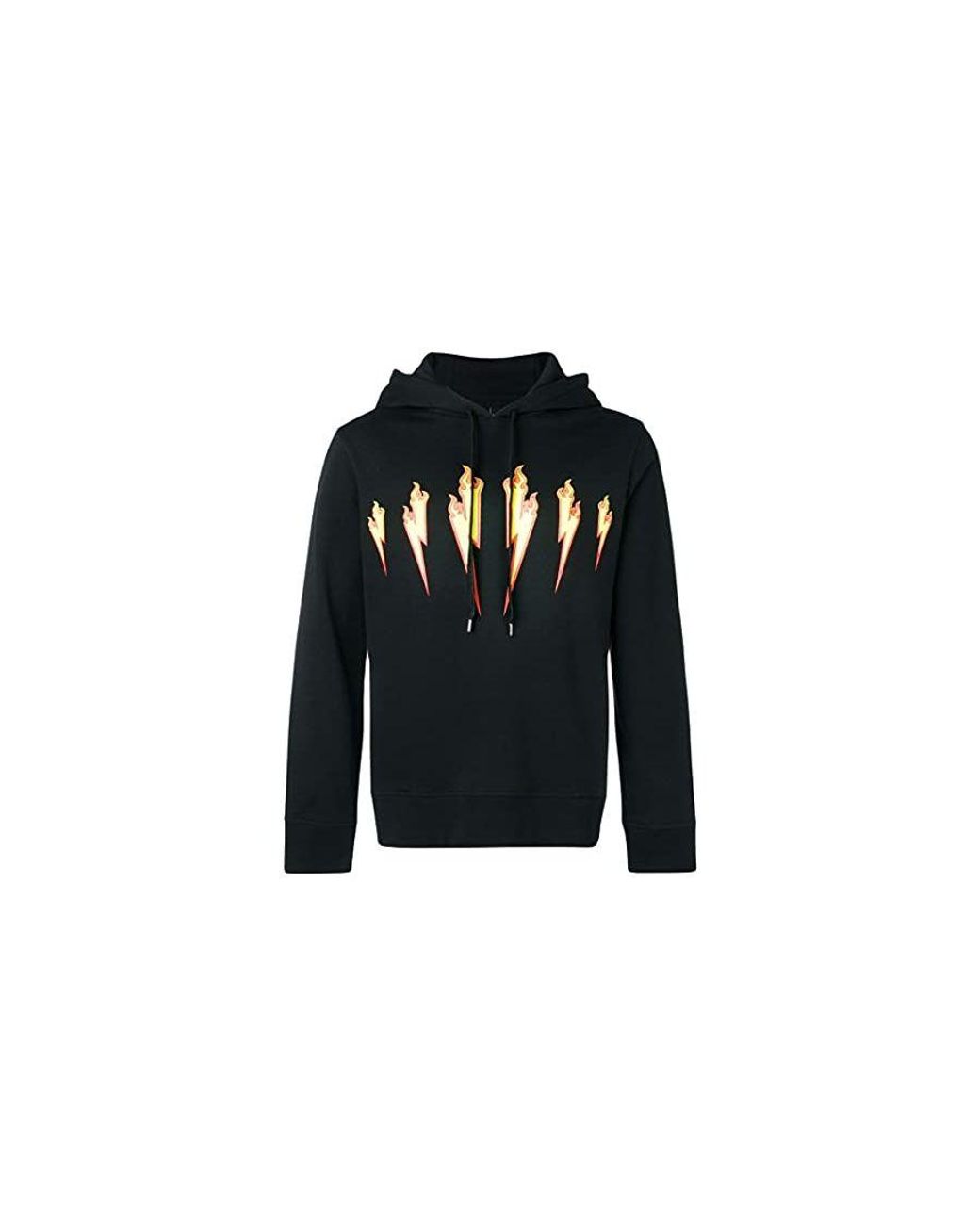 Neil Barrett Thunder Flame Lightning Bolt Logo Black Hoodie Cotton for men