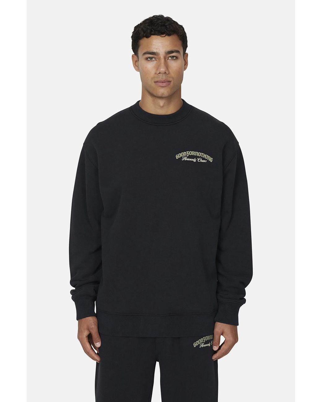 Good For Nothing Blue Graphic Back Print Crew Neck Sweatshirt for men