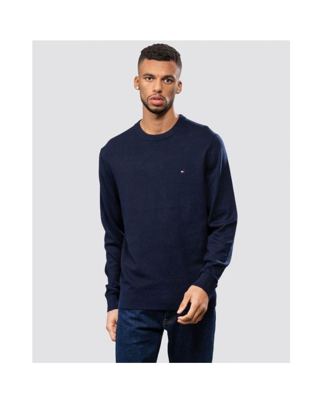 Tommy Hilfiger Blue Organic Cotton Cashmere Crew Sweater for men