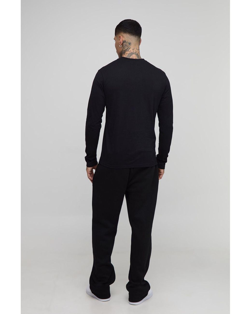 BoohooMAN Blue Tall Regular Fit Long Sleeve Crew Neck T-Shirt for men