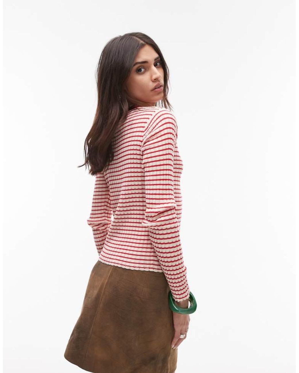 Résumé Red Front Tip Up Cardigan