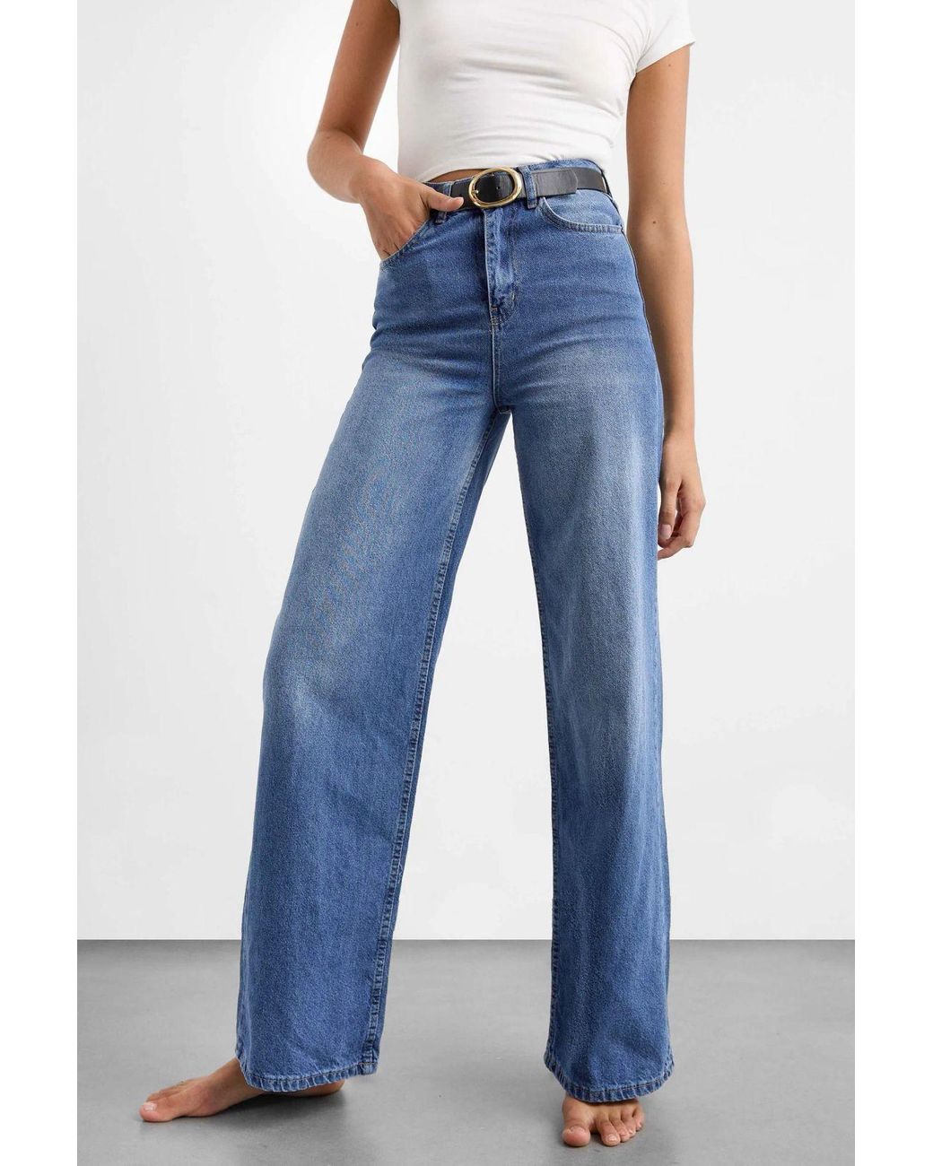 Hiccup Blue High-Waist Wide-Leg Jeans