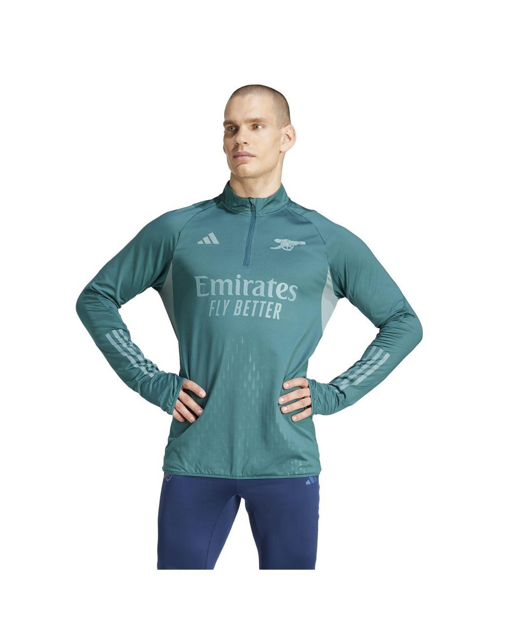 Adidas Blue Afc Eu Pro Zip Neck Athletic Top for men