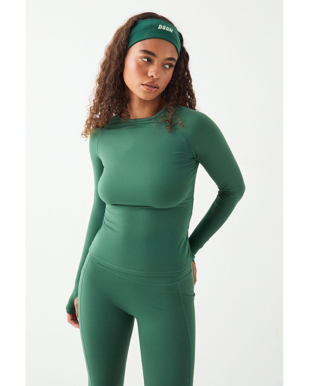 DSGN Studio Green Sport Sculpt Long Sleeve Top