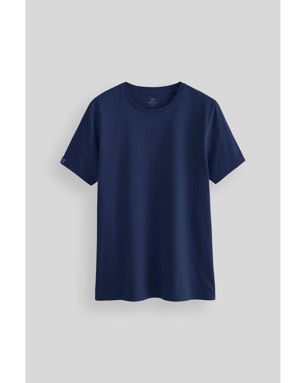 TOMMY LIFE Blue Cotton Elastane Crew Neck T-Shirt for men
