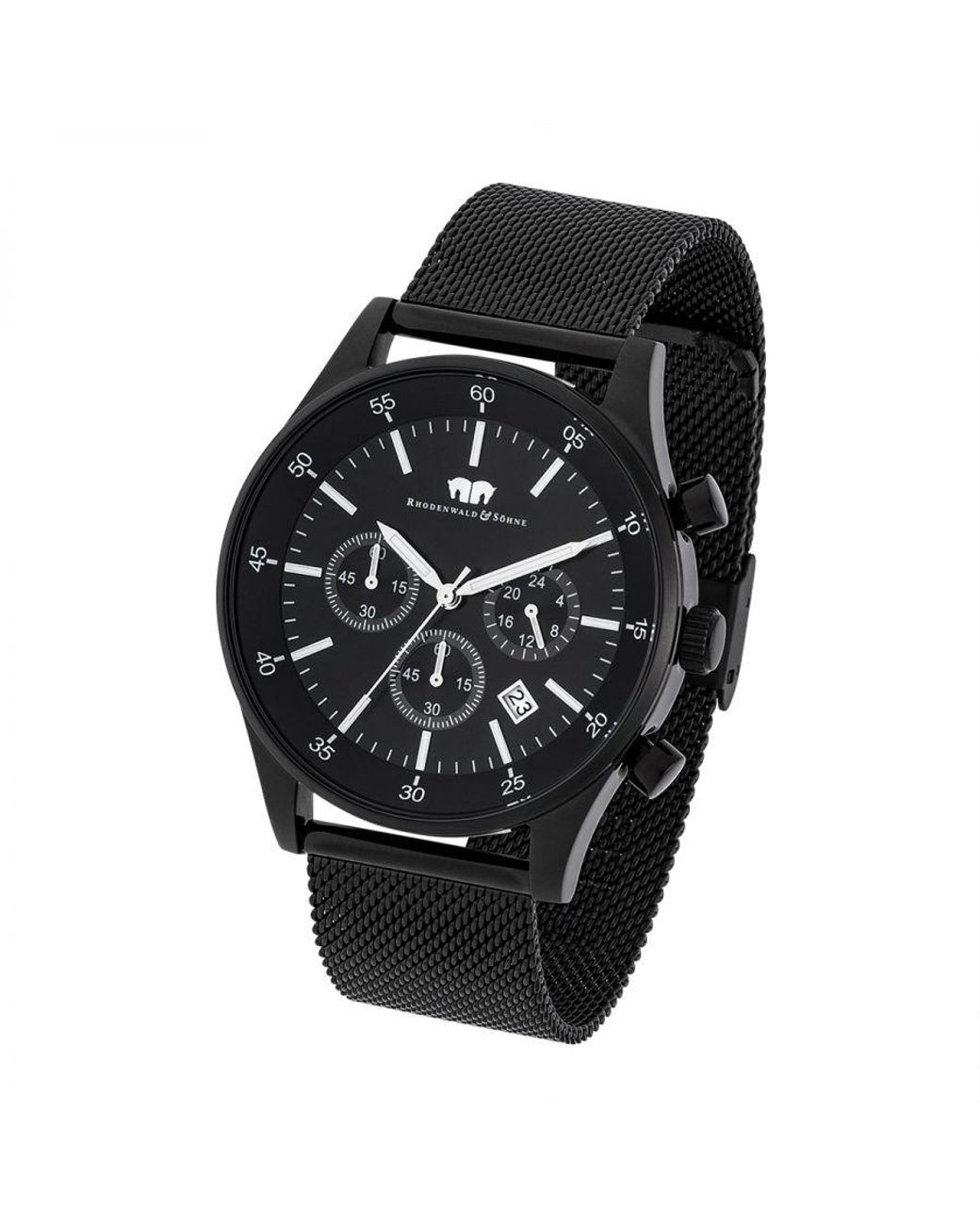 Rhodenwald & Söhne Black Stainless Steel Watch 45,0Mm for men