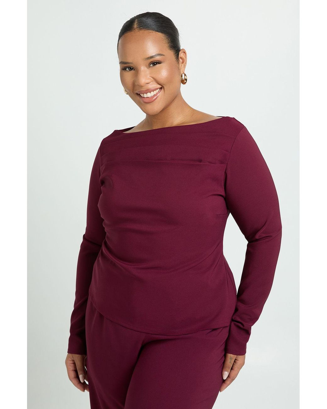 Boohoo Red Plus Pleated Front Woven Top