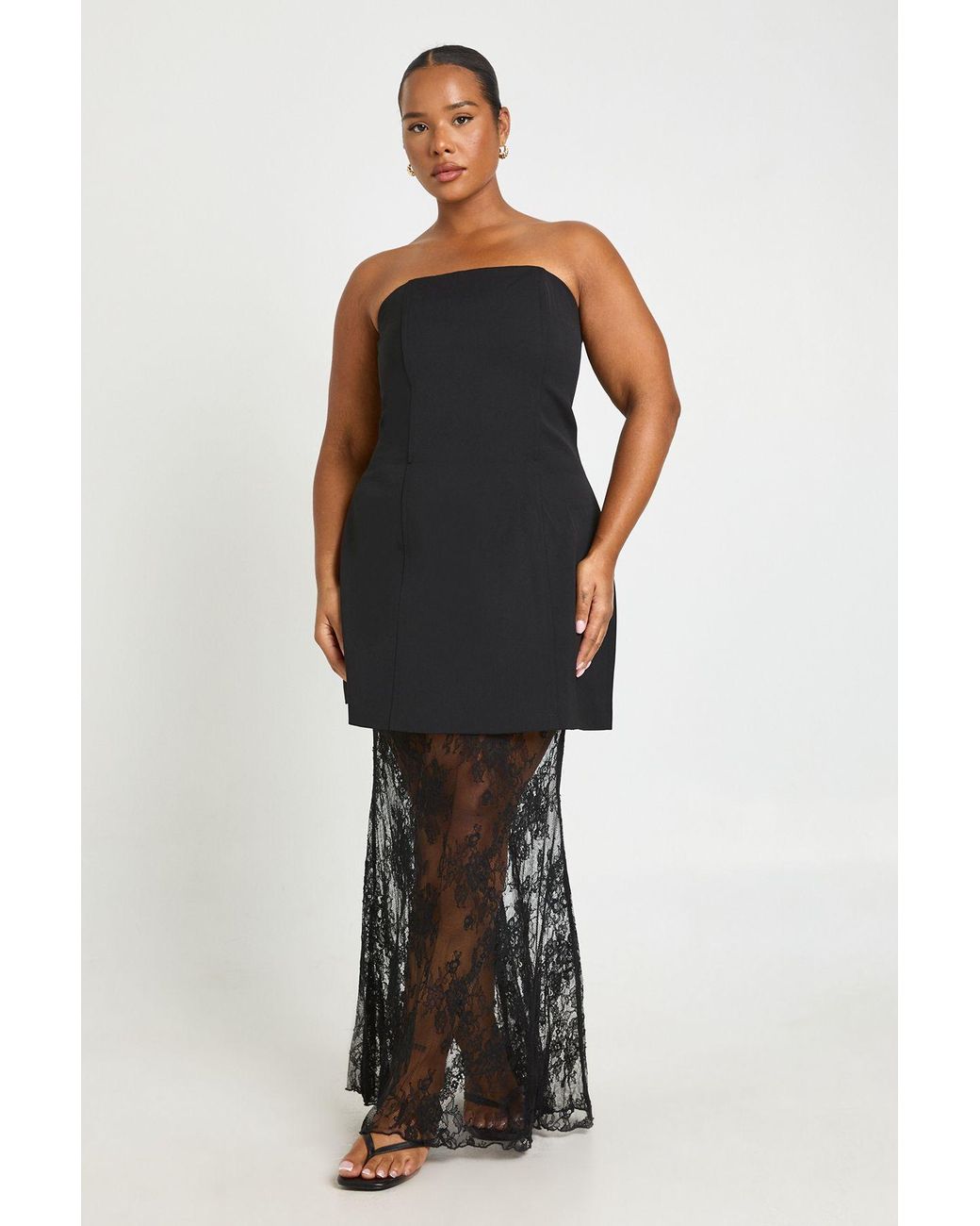 Boohoo Blue Plus Premium Structured Lace Maxi Dress