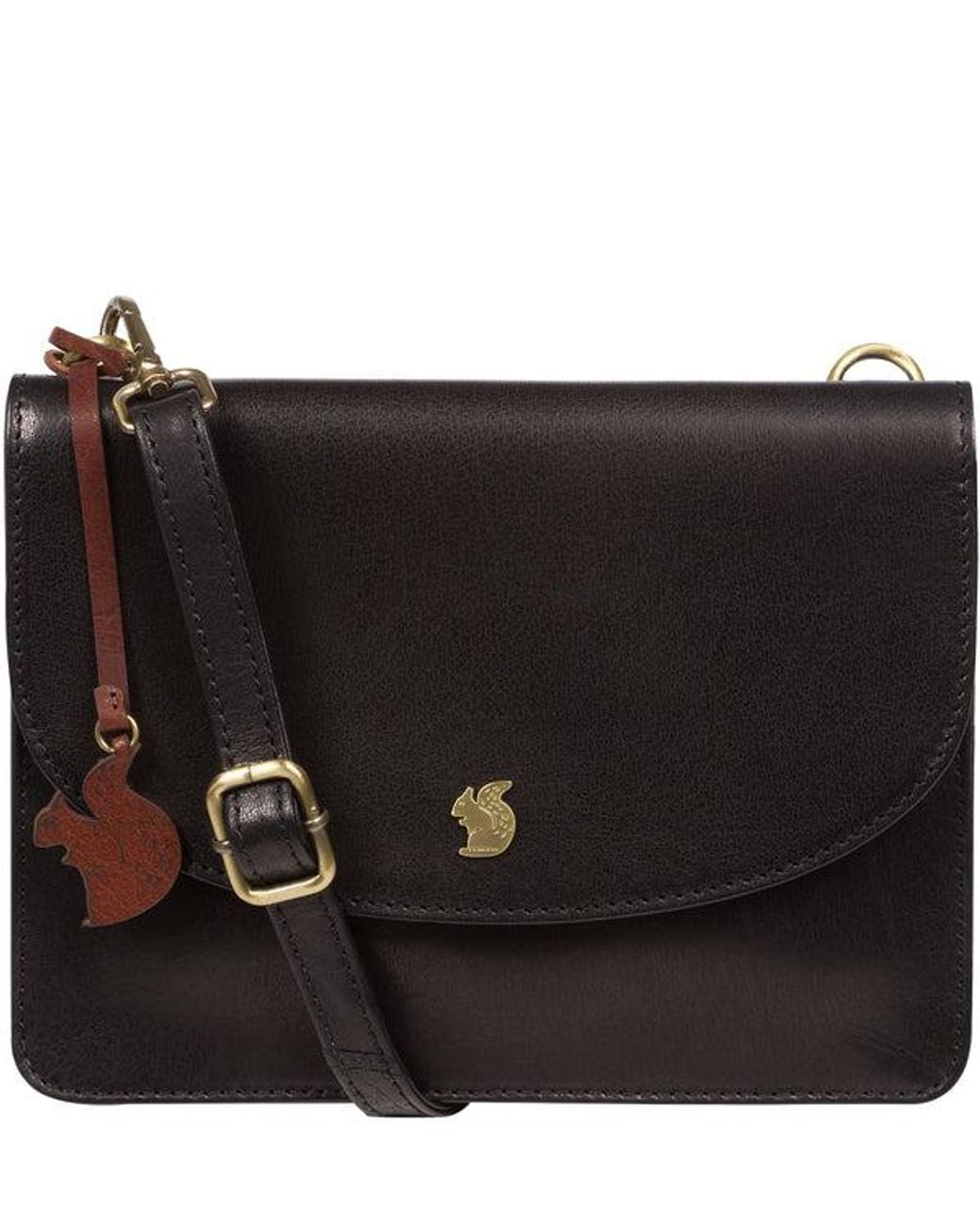 Conkca Black 'Cara' Leather Cross Body Clutch Bag