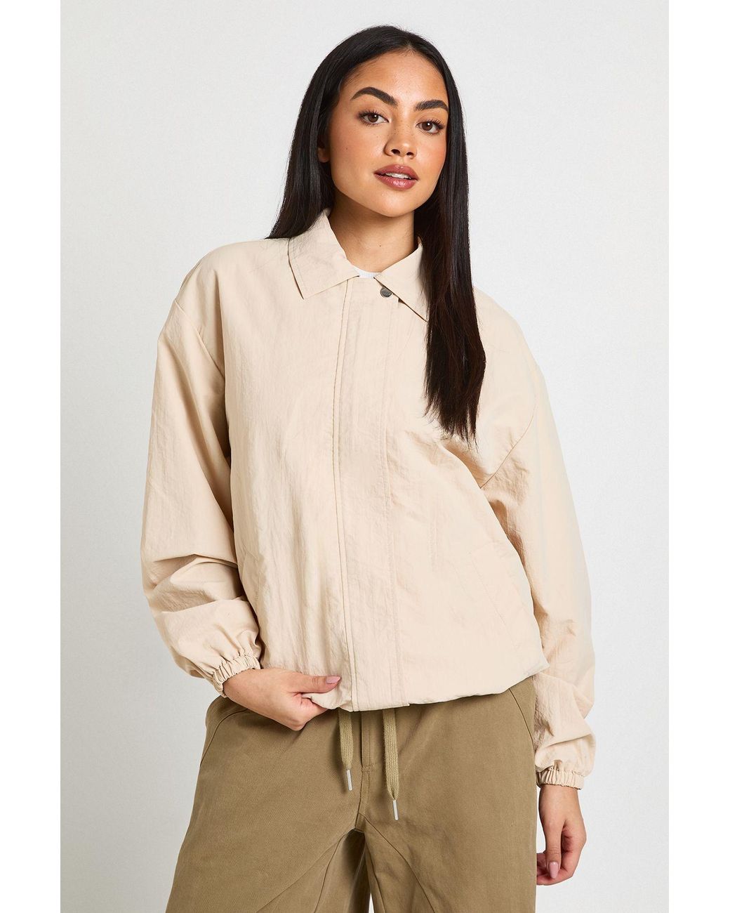 Boohoo Natural Oversized Bomber Jacket