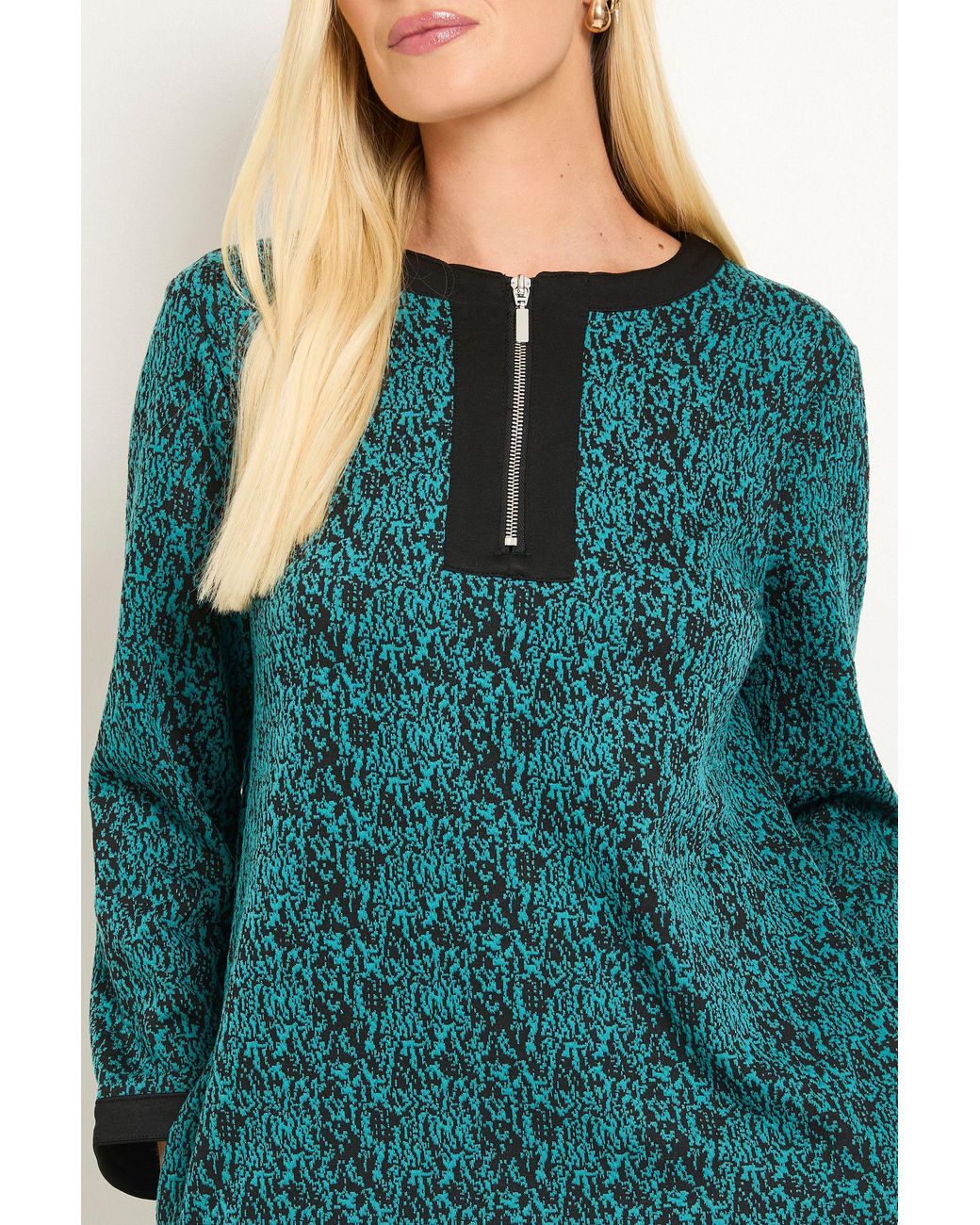 Wallis Green Petite Jacquard Ponte Contrast Shift Dress