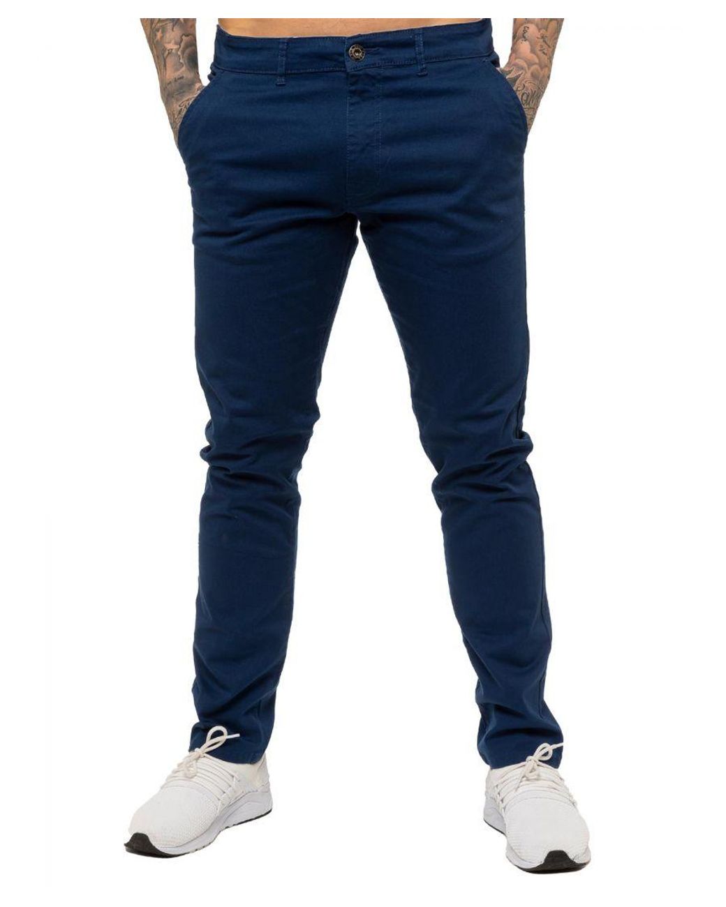 Enzo Blue Slim Fit Stretch Chinos for men