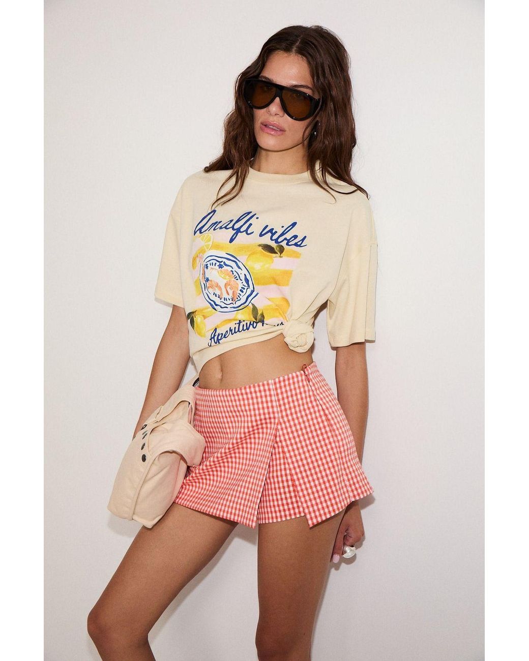 Grimelange Pink Oversized Crew Neck Printed T-Shirt