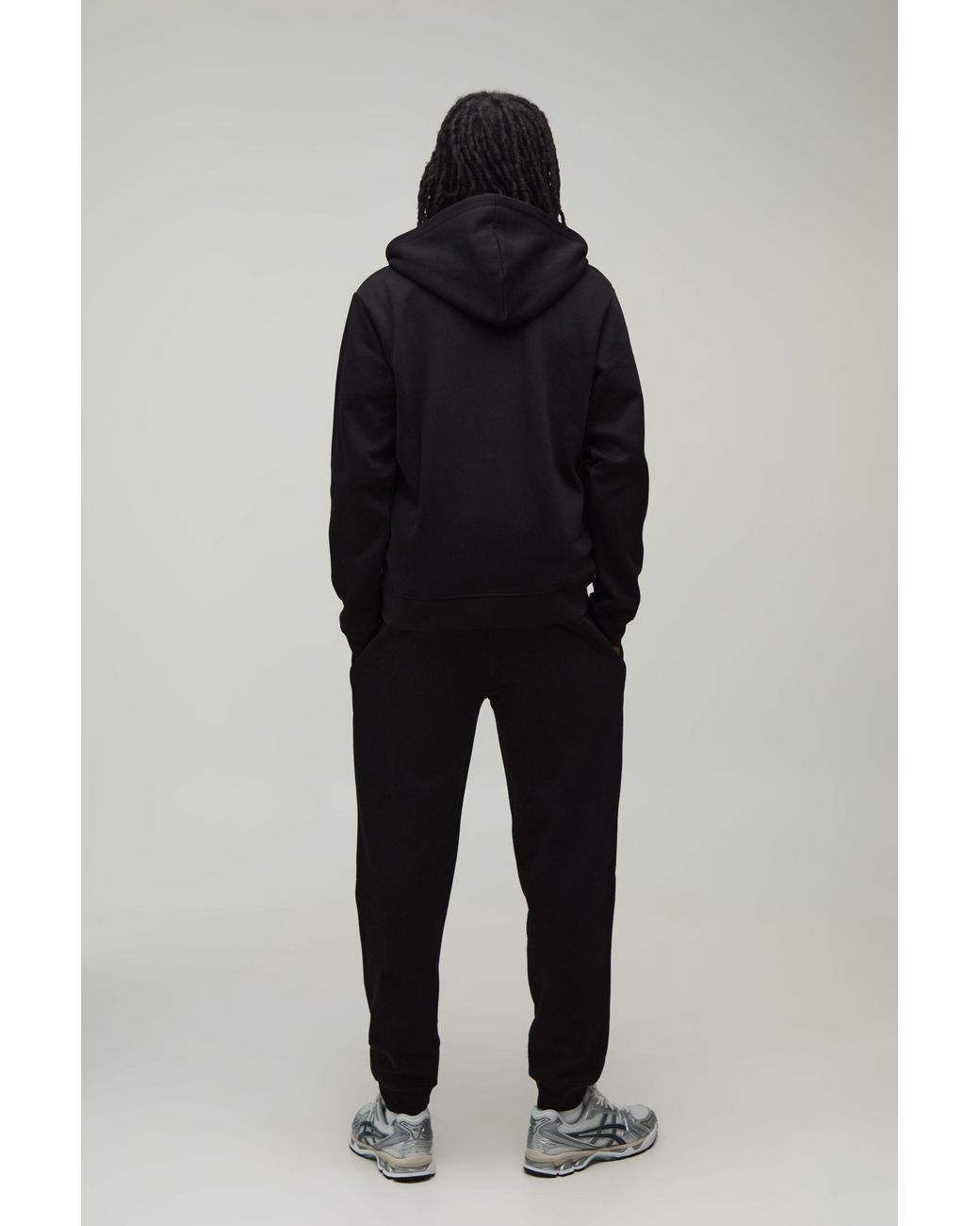 BoohooMAN Blue Regular Zip Through Hooded And Straight Leg Cuffed Jogger for men