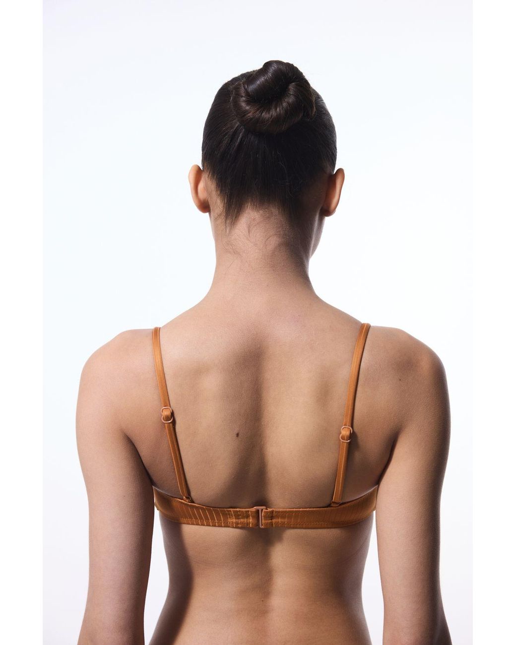 Penti Natural Solid Knitted Bralette Bikini Top With Ribbon Detail