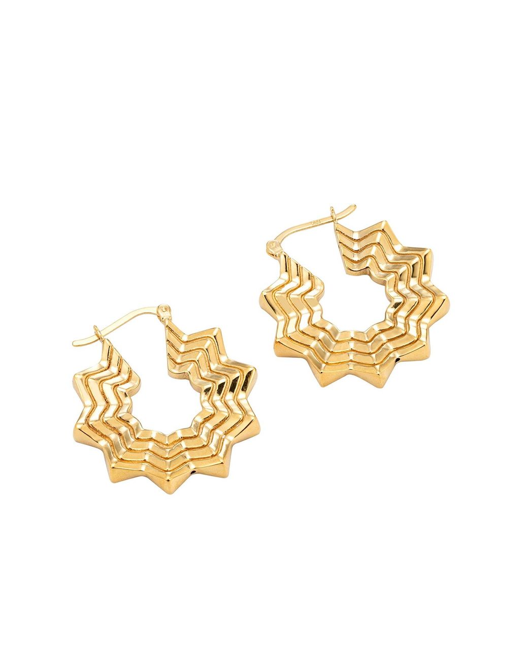 SEOL + GOLD Metallic 18Ct Plate Spiderweb Hoops